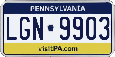 PA license plate LGN9903