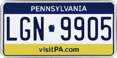 PA license plate LGN9905