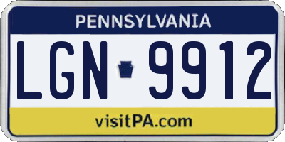 PA license plate LGN9912