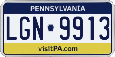 PA license plate LGN9913