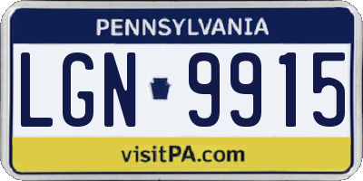 PA license plate LGN9915