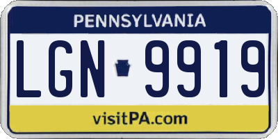 PA license plate LGN9919