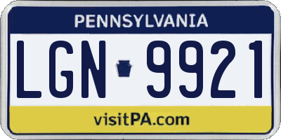 PA license plate LGN9921