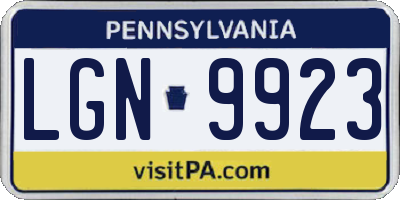 PA license plate LGN9923