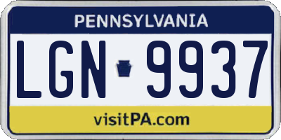 PA license plate LGN9937