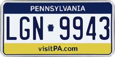 PA license plate LGN9943