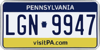 PA license plate LGN9947
