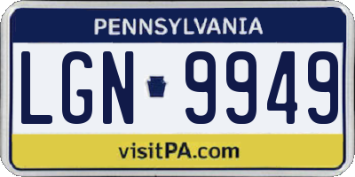 PA license plate LGN9949