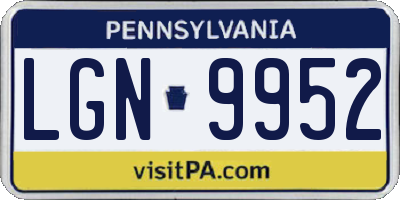 PA license plate LGN9952