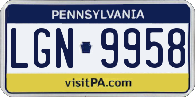 PA license plate LGN9958