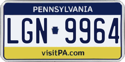 PA license plate LGN9964