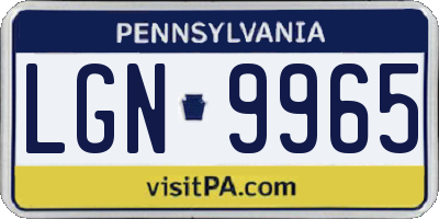 PA license plate LGN9965
