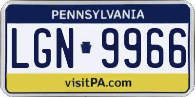 PA license plate LGN9966