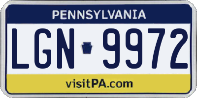 PA license plate LGN9972