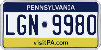 PA license plate LGN9980