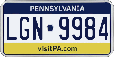 PA license plate LGN9984