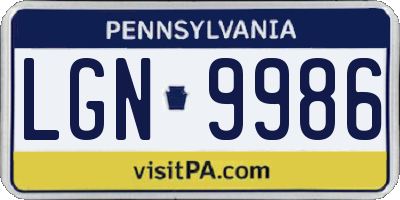 PA license plate LGN9986