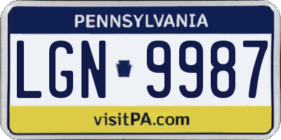 PA license plate LGN9987