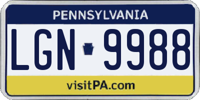 PA license plate LGN9988
