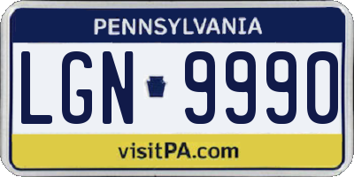 PA license plate LGN9990