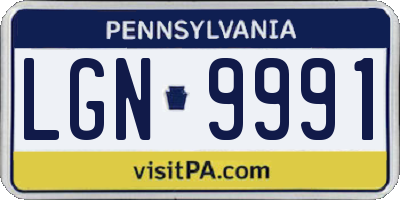 PA license plate LGN9991