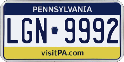 PA license plate LGN9992