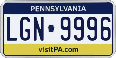 PA license plate LGN9996