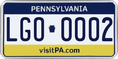 PA license plate LGO0002