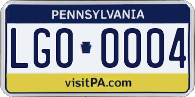 PA license plate LGO0004