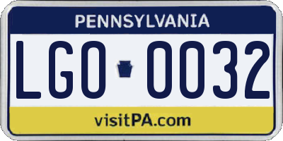 PA license plate LGO0032