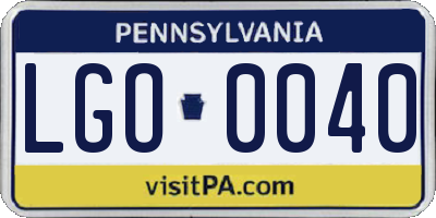 PA license plate LGO0040