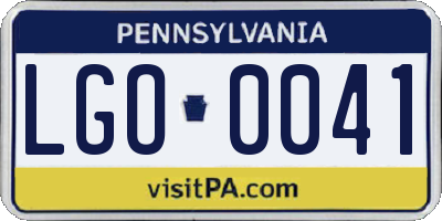 PA license plate LGO0041