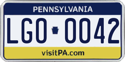 PA license plate LGO0042