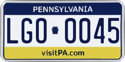 PA license plate LGO0045