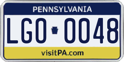 PA license plate LGO0048
