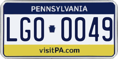 PA license plate LGO0049