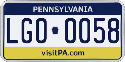 PA license plate LGO0058