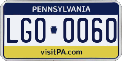 PA license plate LGO0060