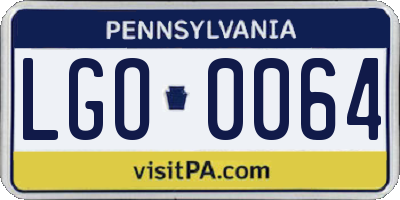 PA license plate LGO0064