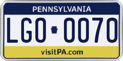 PA license plate LGO0070