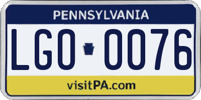 PA license plate LGO0076