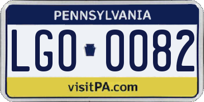 PA license plate LGO0082