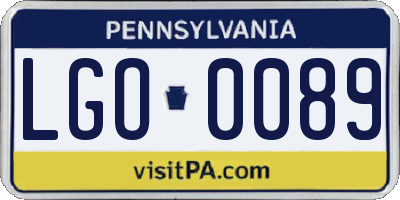 PA license plate LGO0089
