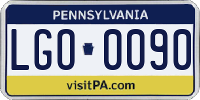 PA license plate LGO0090