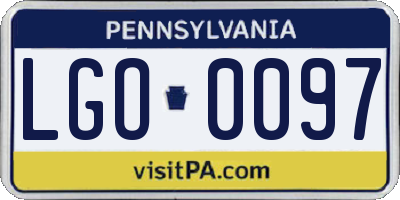 PA license plate LGO0097