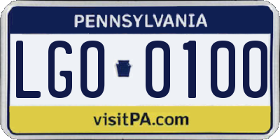 PA license plate LGO0100