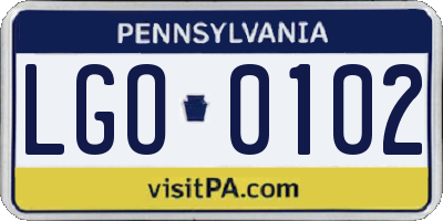 PA license plate LGO0102
