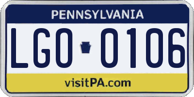 PA license plate LGO0106