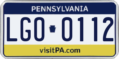 PA license plate LGO0112