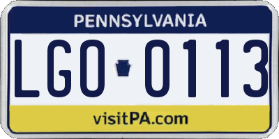PA license plate LGO0113